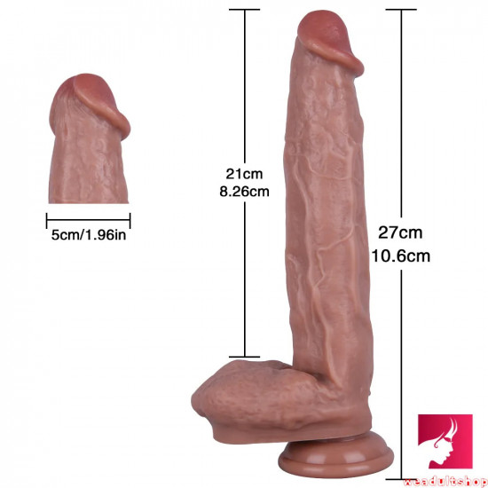 10.6in soft double layer silicone big long dildo realistic penis toy