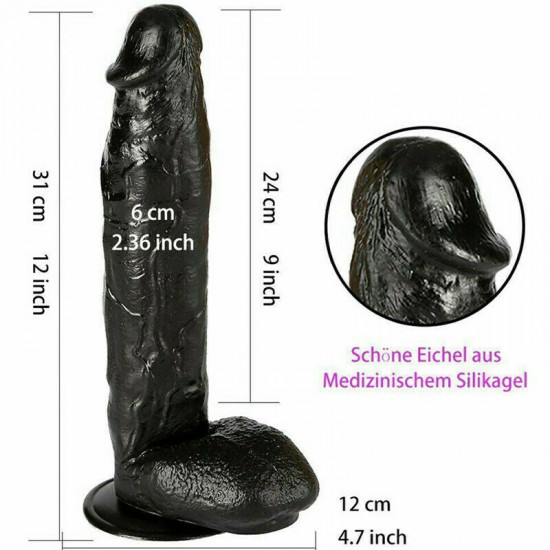 12 inch huge dildo powerful suction base dong soft penis toy