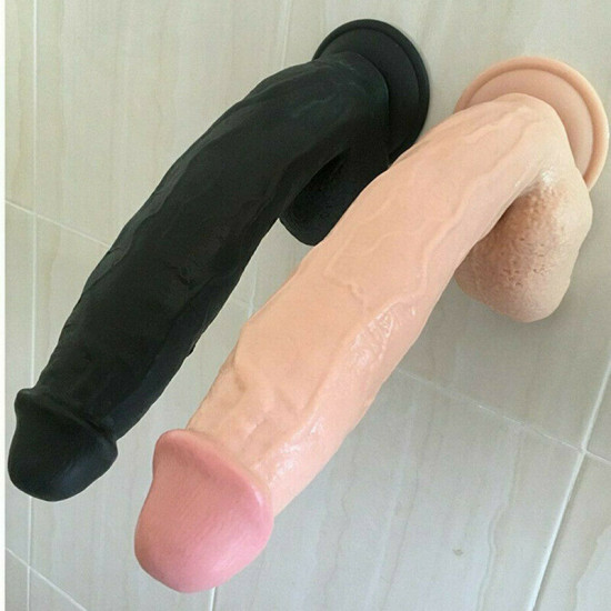 12 inch huge dildo powerful suction base dong soft penis toy