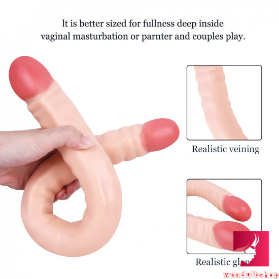 18.5in dual heads real skin feeling dildo for g spot massaging