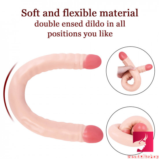 18.5in dual heads real skin feeling dildo for g spot massaging