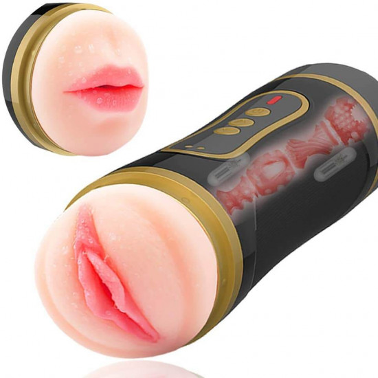 2in1 masturbator 3d realistic vibrating stroker with 2 bullet vibrators