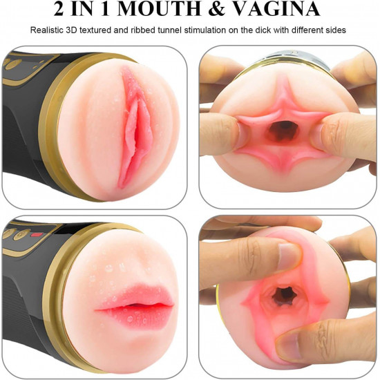 2in1 masturbator 3d realistic vibrating stroker with 2 bullet vibrators