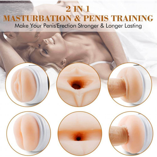 2in1 pocket pussy sex toy 3d realistic textured vagina anus stroker