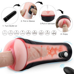 3d realistic virgin vibrating powered pocket pussy male masturbator