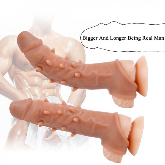 6.3in penis stretcher lifelike super elastic spiked sleeve