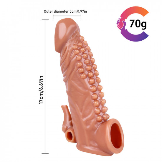 6.69in penis extension vibrating sleeve stretchy condom sex toy