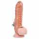 6.69in penis extension vibrating sleeve stretchy condom sex toy