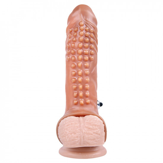 6.69in penis extension vibrating sleeve stretchy condom sex toy