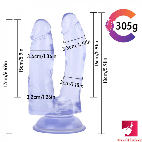 6.69in real looking double ended dildo for lesbian masturbation