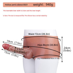 7.5 inch cock sleeve hollow silicone dildo panties