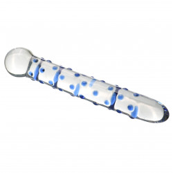 7 inch blue raised glass rod dildo