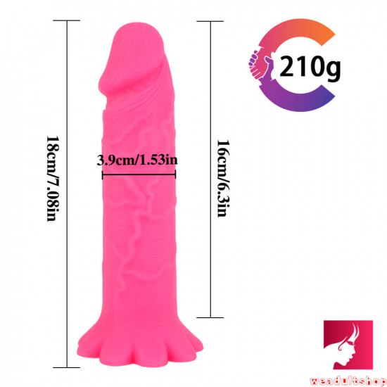 7.08in pink flower sucker base dildo sex toy for adults