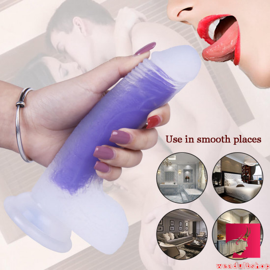 7.09in amethyst transparent colorful liquid silicone dildo