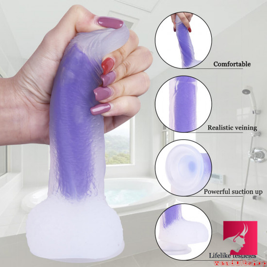 7.09in amethyst transparent colorful liquid silicone dildo