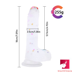 7.09in colorful particle jelly soft dildo with realistic glans veins