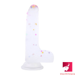 7.09in colorful particle jelly soft dildo with realistic glans veins