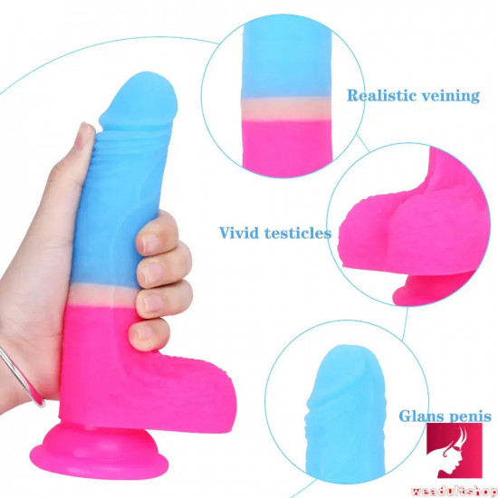 7.09in rainbow realistic dildo sex toy for women masturbator