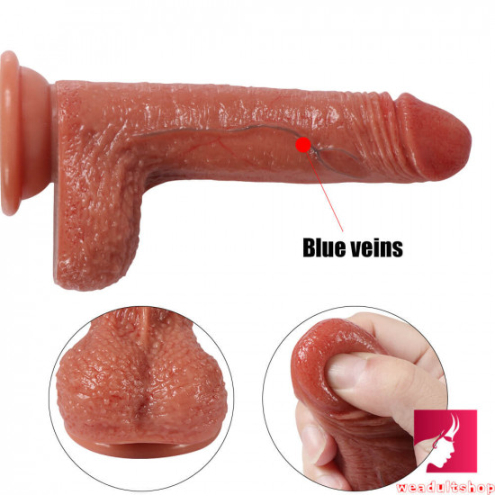 7.09in straight guys using dildo vivid glans sex toy with bluee veins