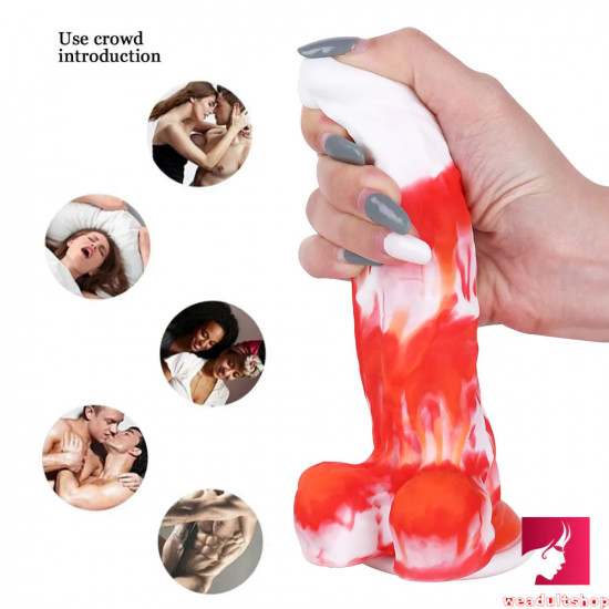 7.48in realistic flexible g-spot thick dildo with shaft and ball