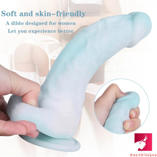 7.68in curved small glans realistic skin dildo adult masturbation toy