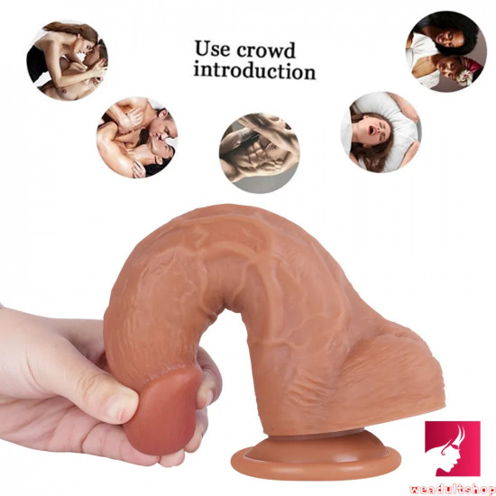 7.68in curved small glans realistic skin dildo adult masturbation toy