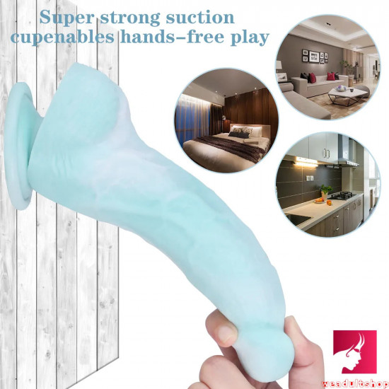 7.68in curved small glans realistic skin dildo adult masturbation toy