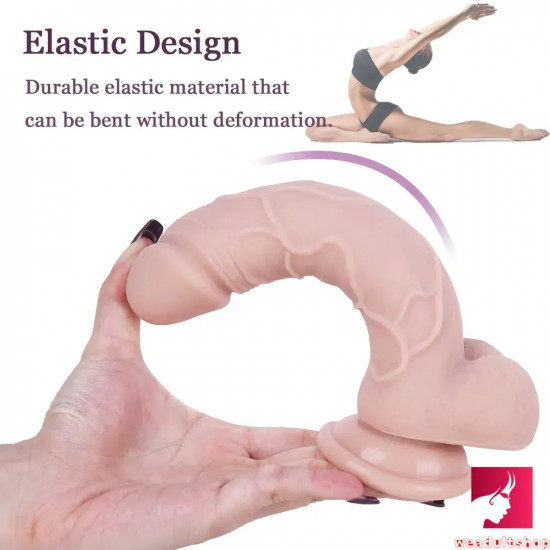 7.87in realistic penis skin silicone flexible dildo with suction cup