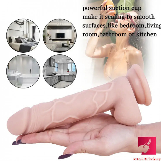 7.87in realistic penis skin silicone flexible dildo with suction cup