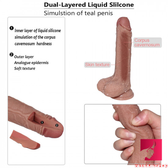 8.07in double layer silicone hard dildo for men women using