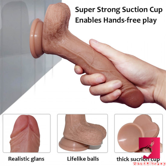 8.07in double layer silicone hard dildo for men women using