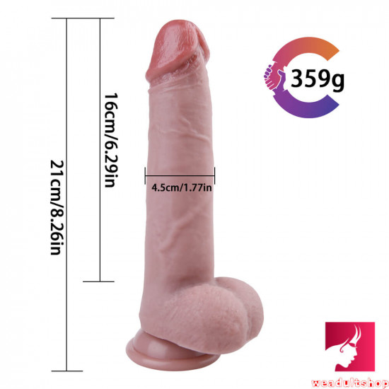8.26in lifelike dildo with moving foreskin sex toy for women