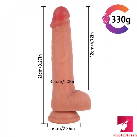 8.27in real feeling lifelike uncut dildo with moving foreskin