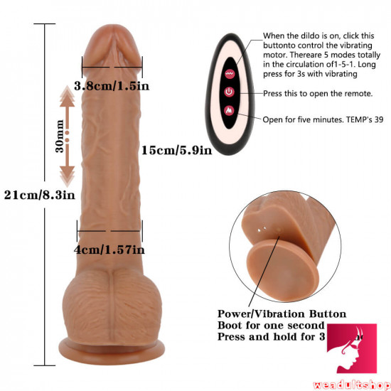 8.3in new style remote heating thrusting vibrating dildo