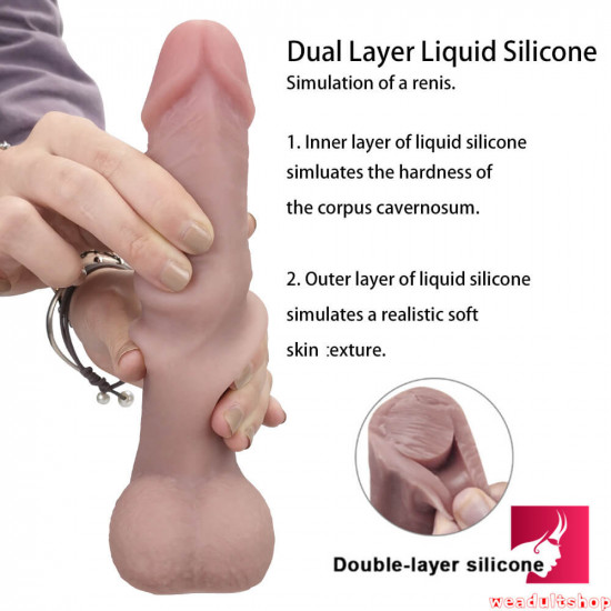 8.46in silicone moving dildo with foreskin for women orgasm