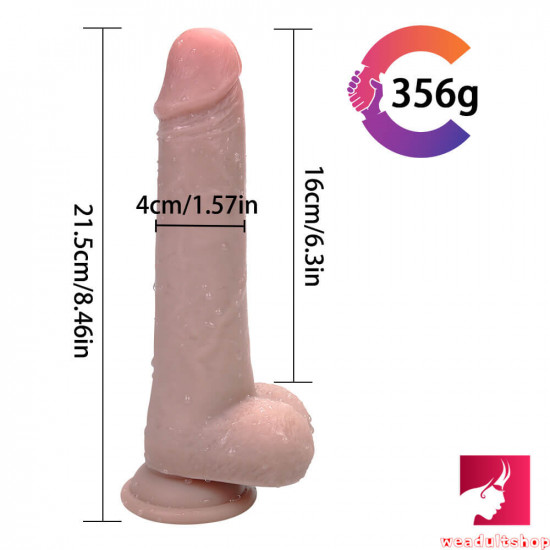 8.46in silicone moving dildo with foreskin for women orgasm