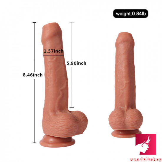 8.46in soft skin natural penis foreskin uncut dildo