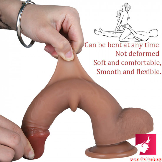 8.66in silicone dildo adult sex toy with moving foreskin