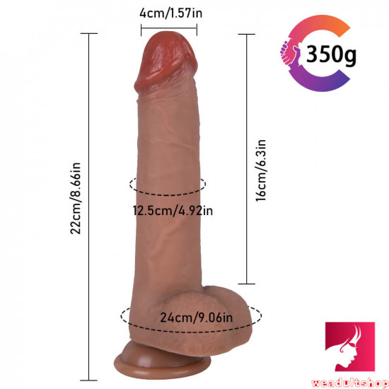 8.66in silicone dildo adult sex toy with moving foreskin