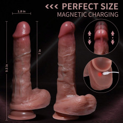 9.5 inch realistic vibrating thrusting dildo with balls