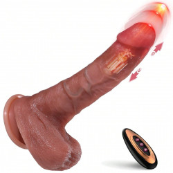 9.5 inch realistic vibrating thrusting dildo with balls