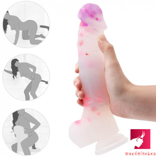 9.25in colorful big jelly silicone with pink particle dildo sex toy