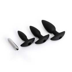 ariel - silicone vibrating anal plug trainning kit - black