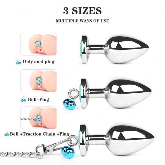 Adutoys bell jeweled butt plug with chain
