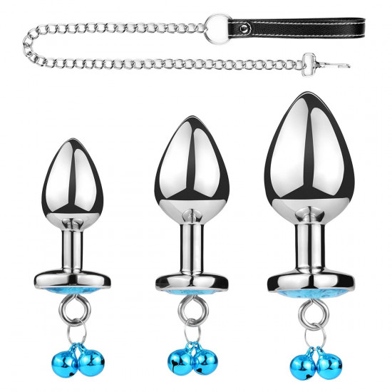 Adutoys bell jeweled butt plug with chain