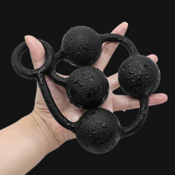 big anal beads butt plug - soft silicone black dildo sex toys for men women