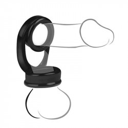 black cock ring sex toy for men delay ejaculation silicone ball stretcher