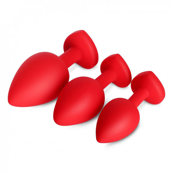 blue gem red silicone butt plug set