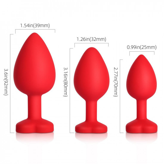 blue gem red silicone butt plug set