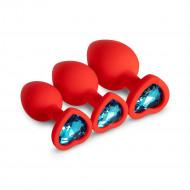 blue gem red silicone butt plug set